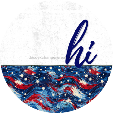 Patriotic Door Hanger Hi Dco - 01464 - Dh 18’ Round Wood